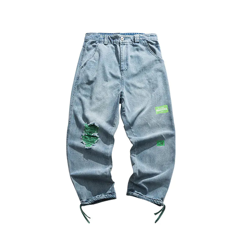 Men's Loose Straight Leg Ripped Jeans